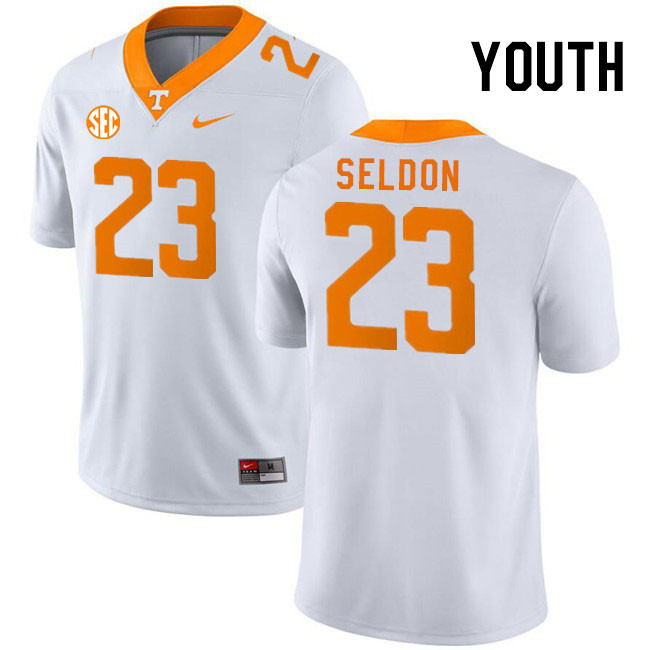 Youth #23 Cameron Seldon Tennessee Volunteers College Football Jerseys Stitched Sale-White